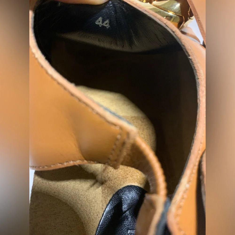 JW ANDERSON Cognac Brown Leather Chain Link Slingback Sandals size 12 NWOB - Picture 8 of 16